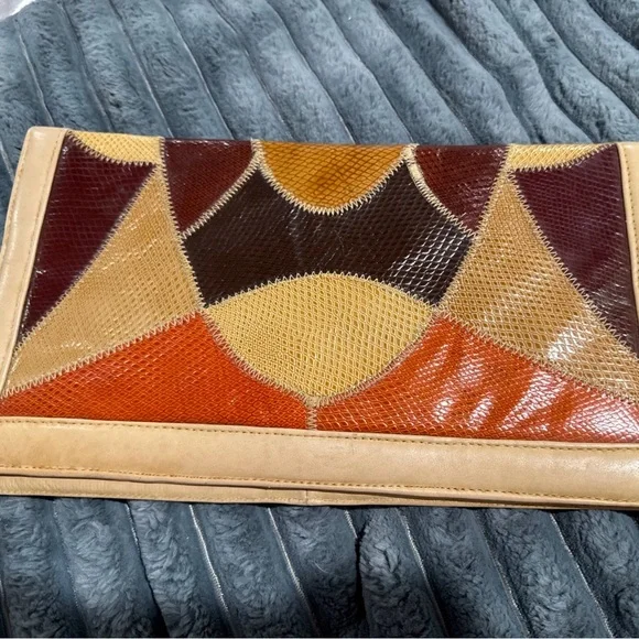 Vintage Leather (Larger) Patchwork Clutch - Picture 2 of 9